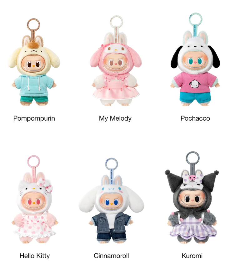 Labubu x Sanrio Characters Series-Vinyl Plush Pendant Blind Box
