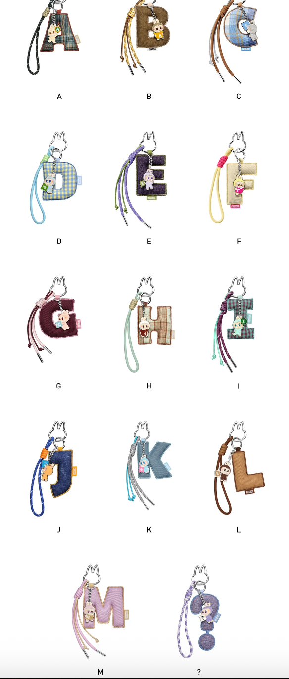 Labubu PIN FOR LOVE Series Letter Pendant Blind Box