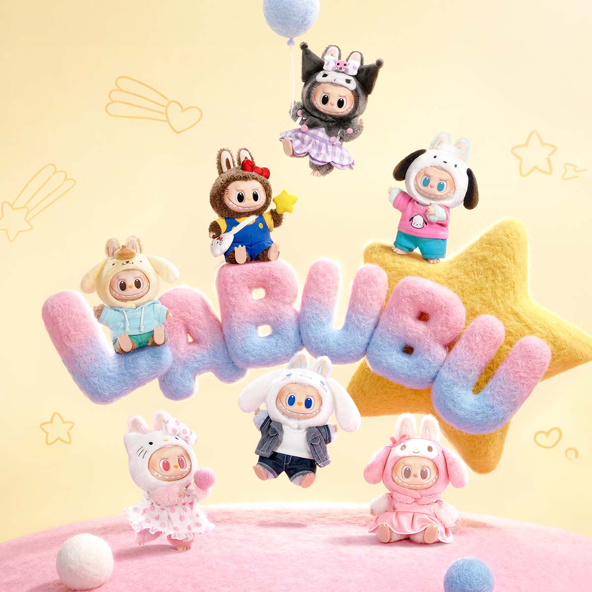 Labubu x Sanrio Characters Series-Vinyl Plush Pendant Blind Box[Shipping Starts Mar 18th]